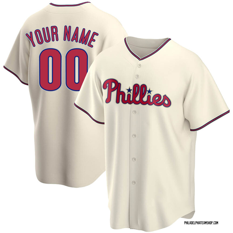 Custom Youth Philadelphia Phillies Alternate Jersey - Cream Replica