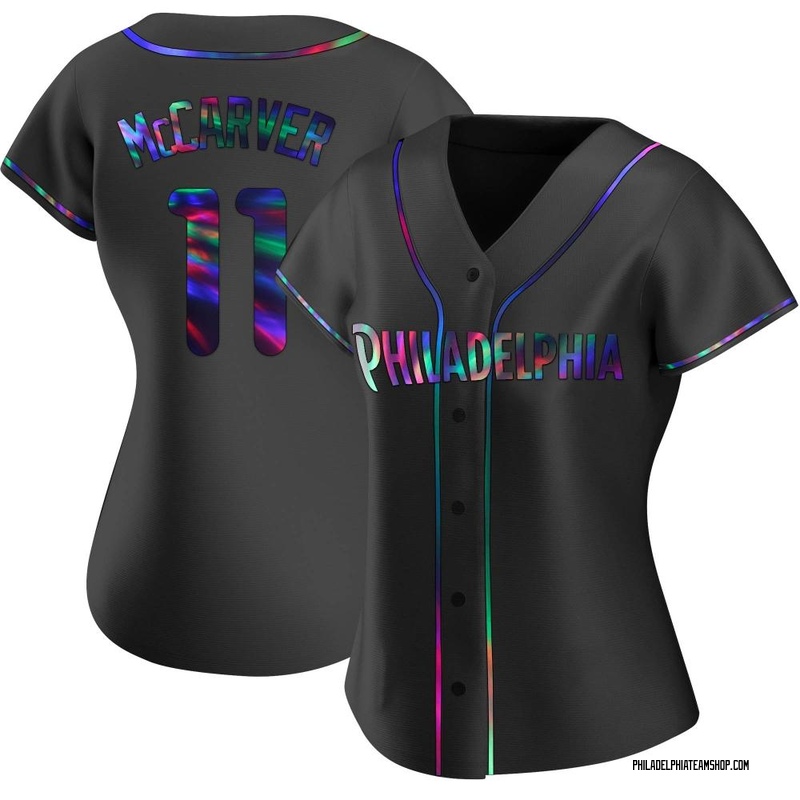 Tim McCarver Women's Philadelphia Phillies Alternate Jersey - Black Holographic Replica
